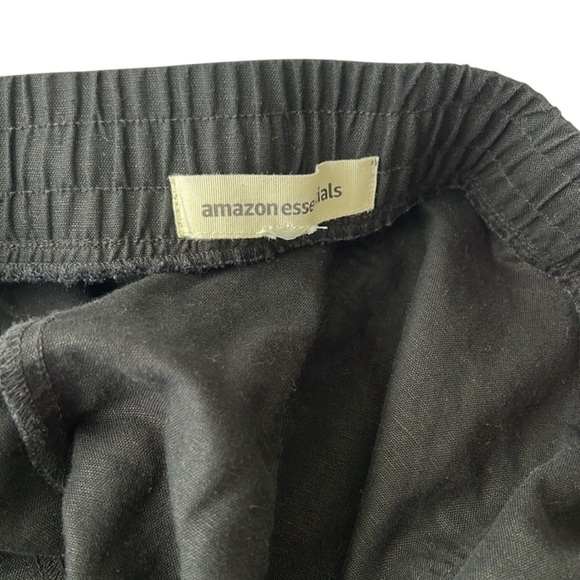 Amazon Essentials Black Wide Leg Crop Linen Pants - Picture 3 of 3